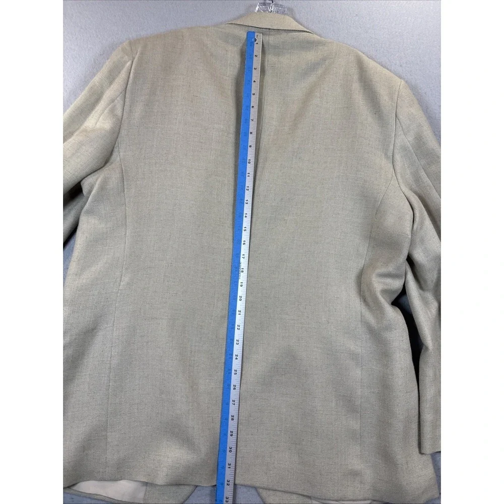 Haggar Gentlemans Fit Beige Linen‎ Blend Blazer Jacket 48L EUC